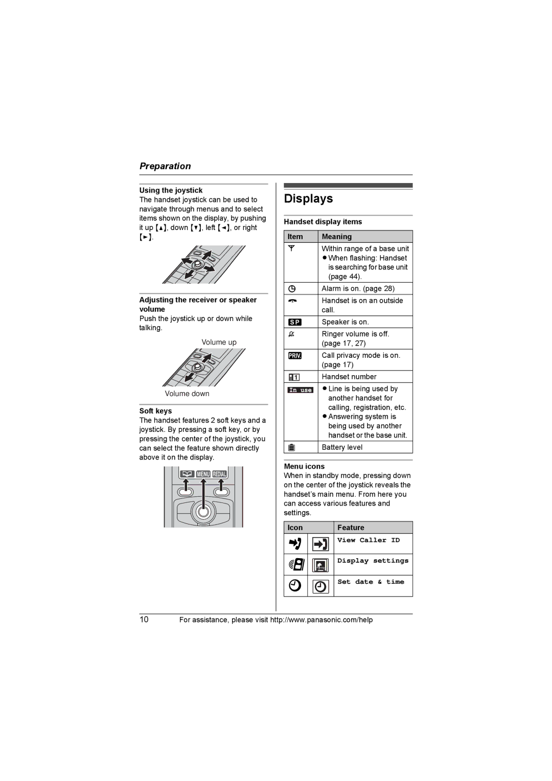 Panasonic KX-TG8231, KX-TG8232 operating instructions Displays, View Caller ID Display settings Set date & time 