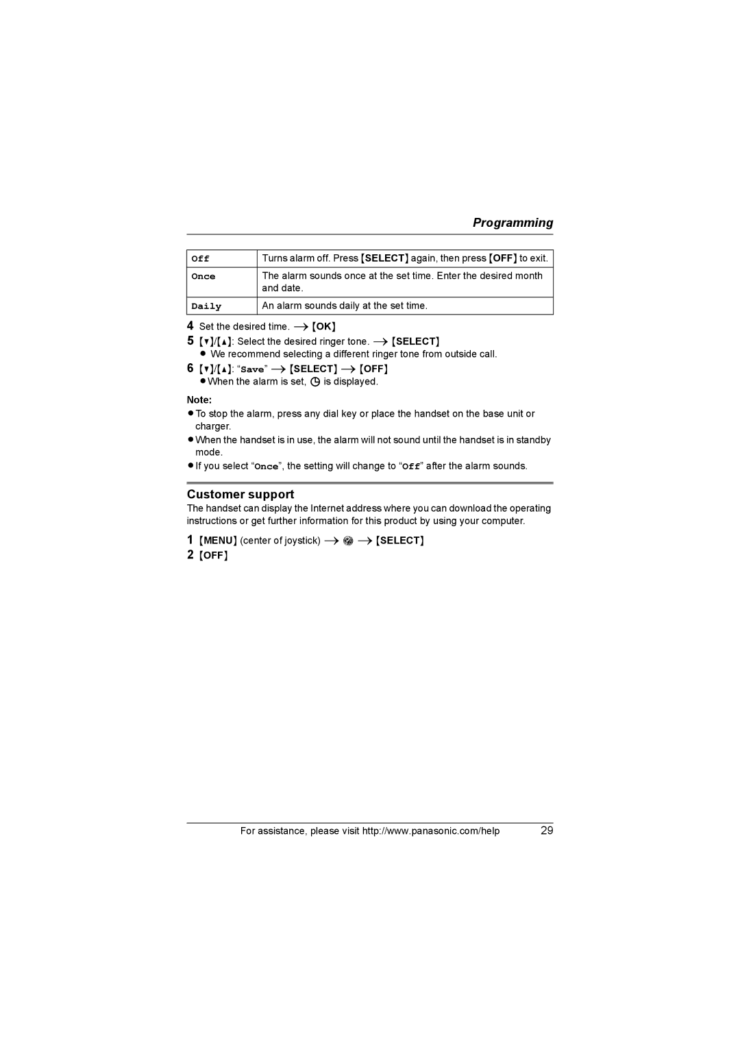 Panasonic KX-TG8232, KX-TG8231 operating instructions Customer support, Once, Daily 