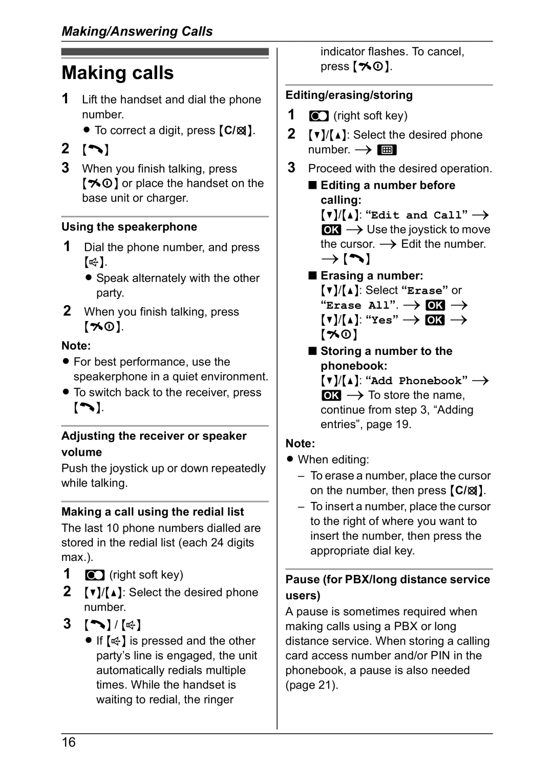 Panasonic KX-TG8301NZ operating instructions Making calls 