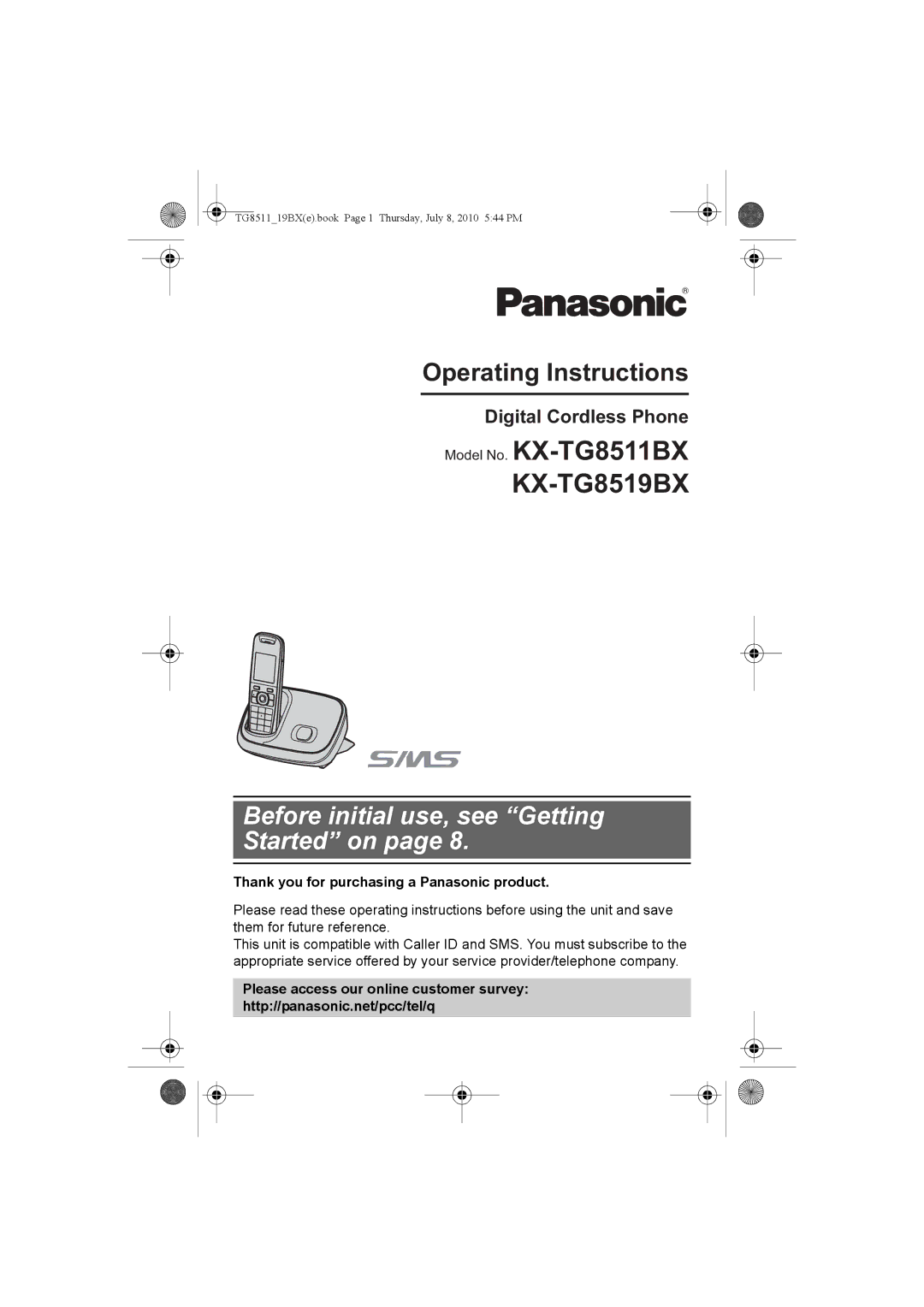 Panasonic KX-TG8511BX operating instructions KX-TG8519BX 