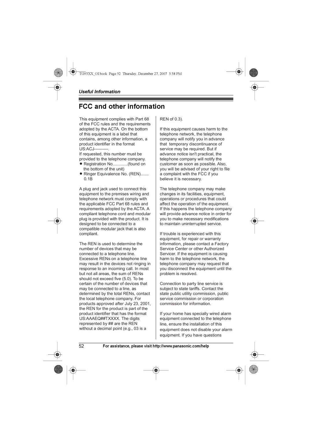 Panasonic KX-TG9333, KX-TG9331, KX-TG9343, KX-TG9334, KX-TG9332, KX-TG9341, KX-TG9342 FCC and other information 