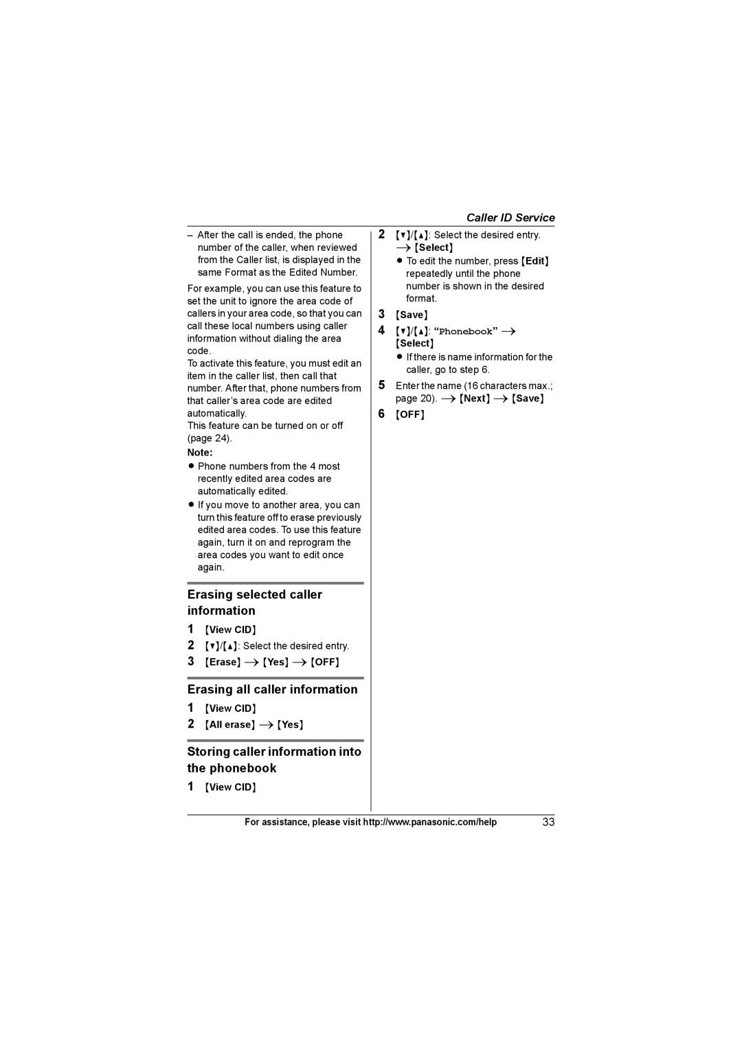 Panasonic KX-TG9361 Erasing selected caller information, Erasing all caller information, View CID All erase iYes, Select 