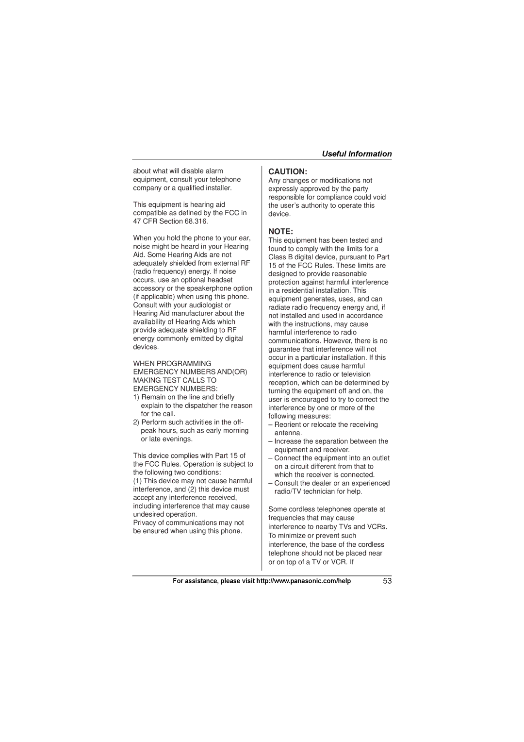 Panasonic KX-TG9371, KX-TG9361, KX-TG9372 operating instructions Useful Information 