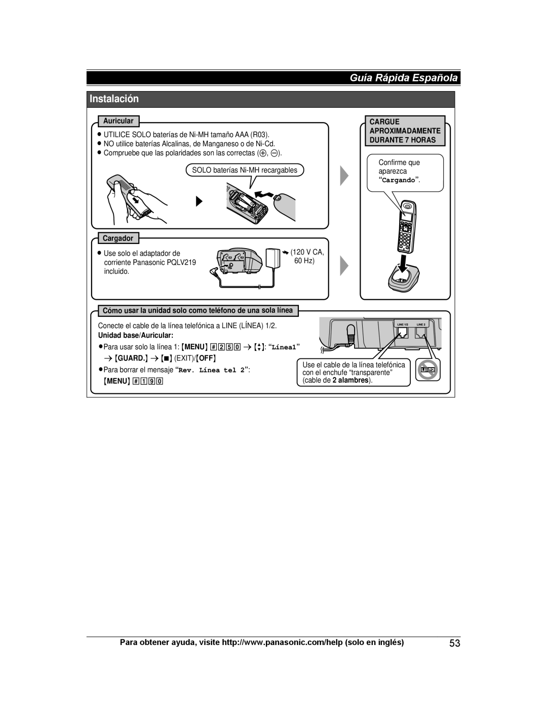 Panasonic KX-TG9471, KX-TG9472 operating instructions Cargador 