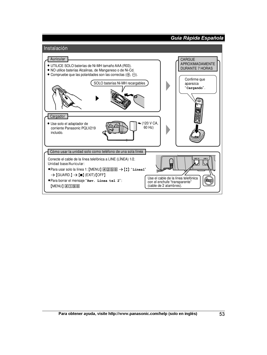 Panasonic KX-TG9471B, KX-TG9472B, KXTG9472B, KXTG9471B operating instructions Cargador 