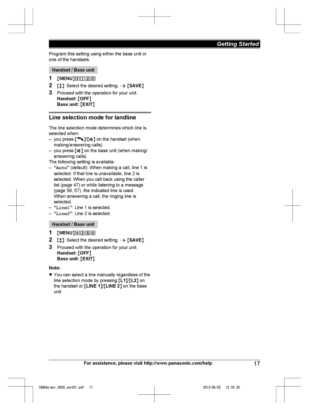 Panasonic KX-TG9541, KX-TG9542 operating instructions Getting Started 