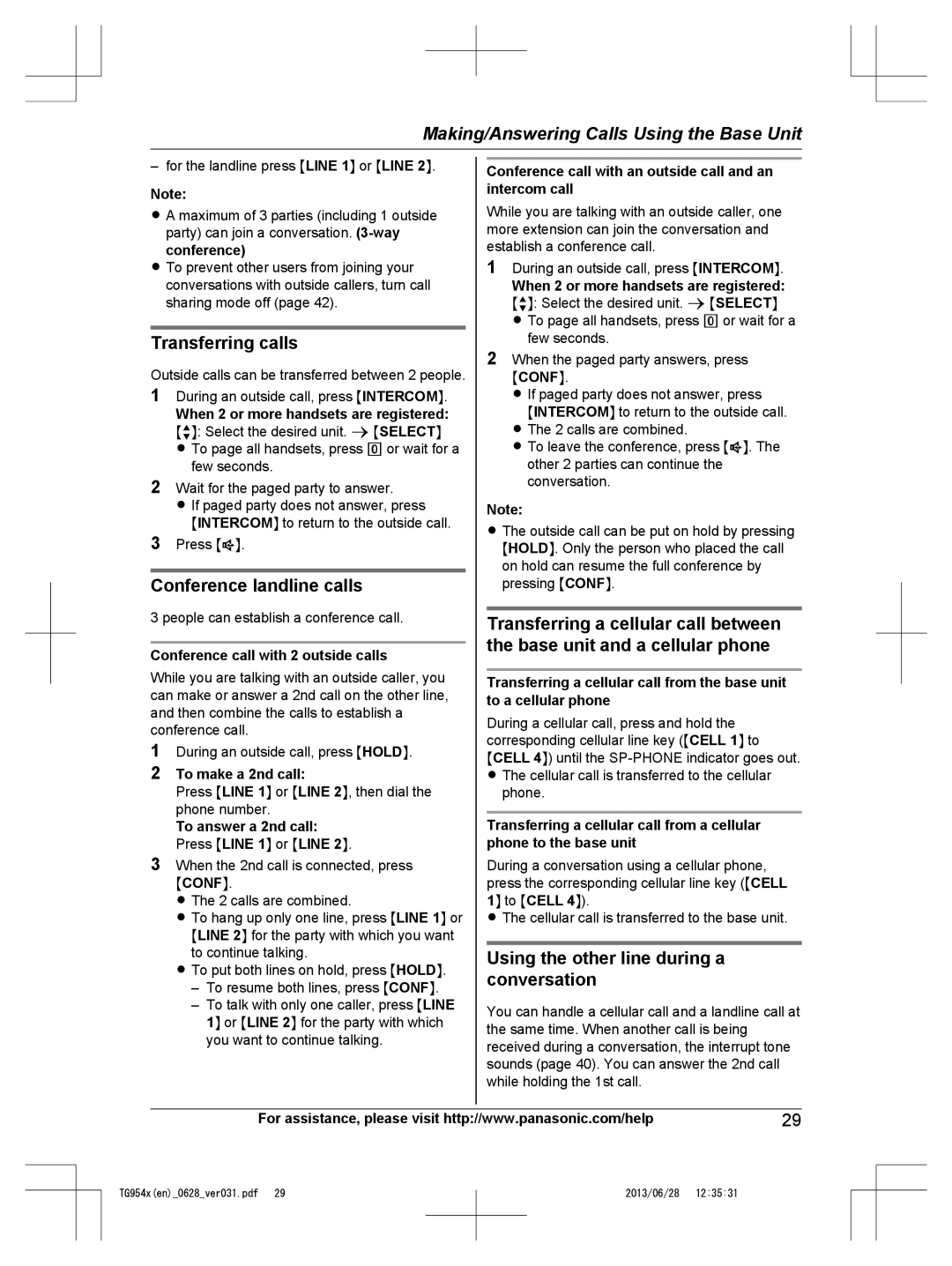 Panasonic KX-TG9541, KX-TG9542 operating instructions Mconfn 