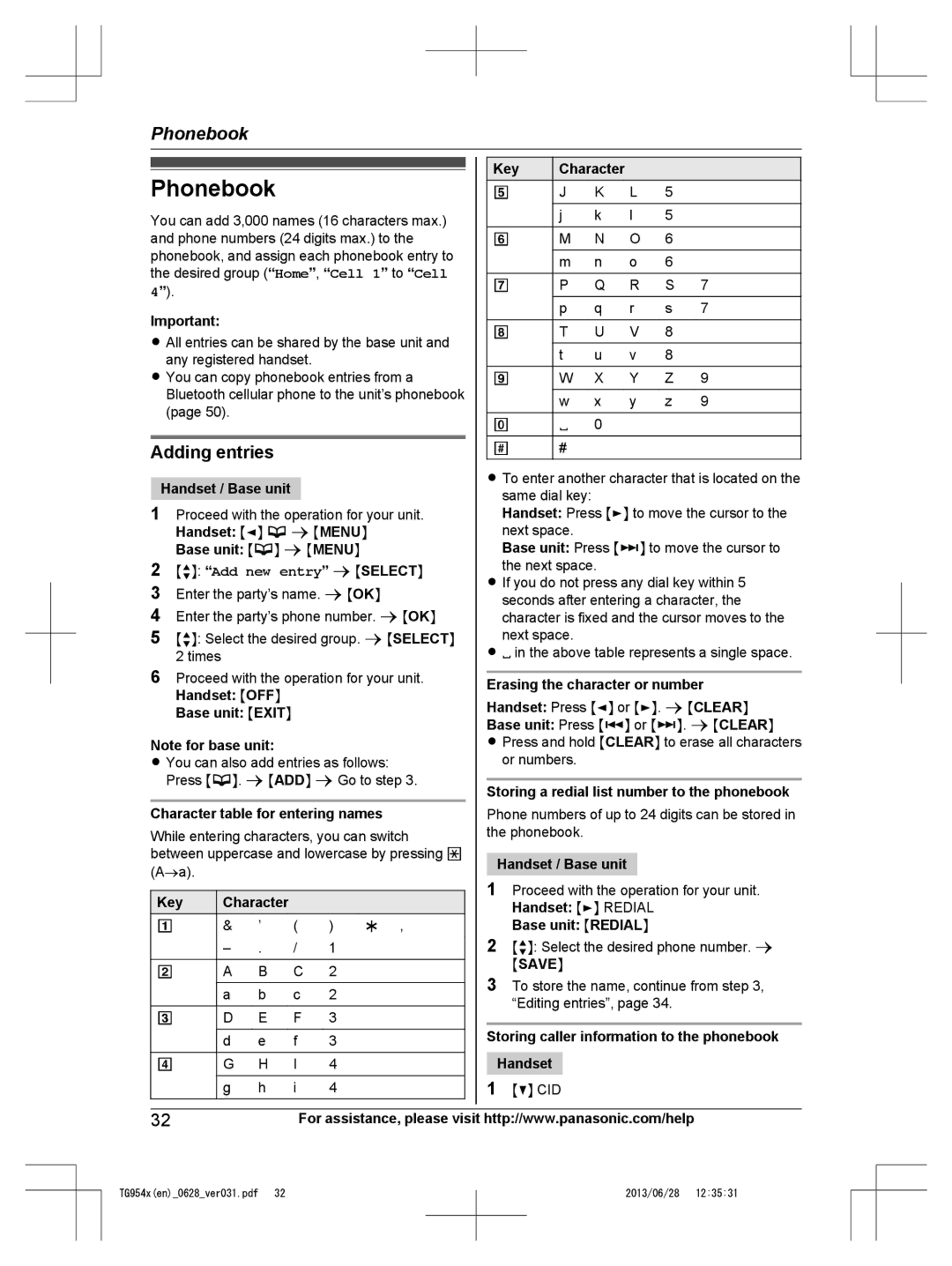 Panasonic KX-TG9542, KX-TG9541 operating instructions Phonebook, Adding entries, Menu, MbN Add new entry a Mselectn 