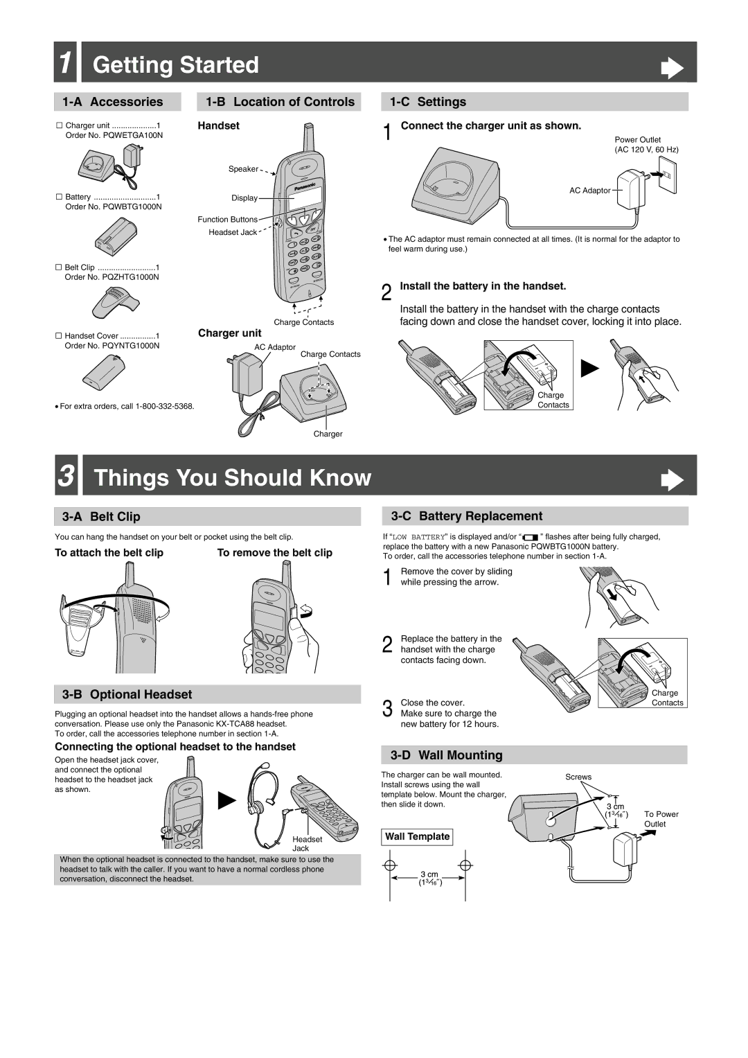 Panasonic kx-tga100n installation manual Getting Started, Things You Should Know 