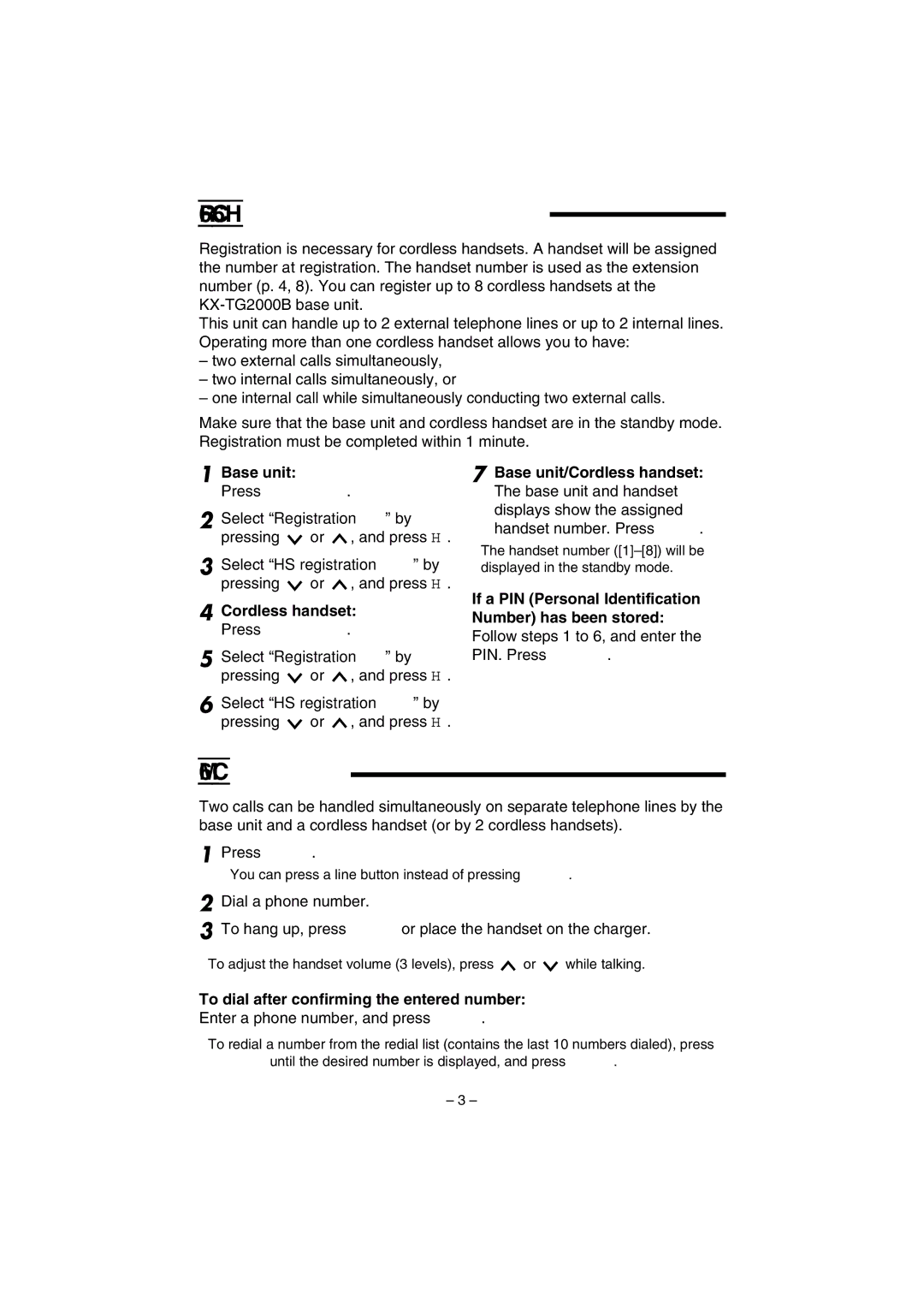 Panasonic KX-TGA200B operating instructions Registering Cordless Handsets, Making Calls 