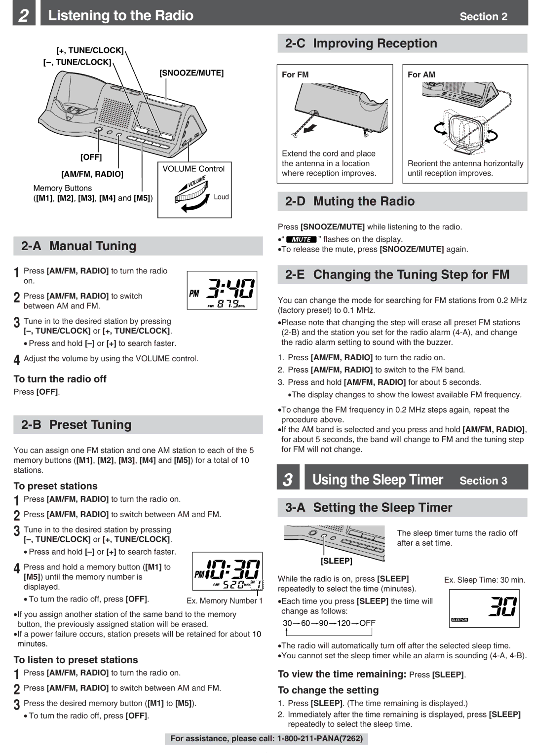 Panasonic KX-TGA273S operating instructions Listening to the Radio, Using the Sleep Timer Section 