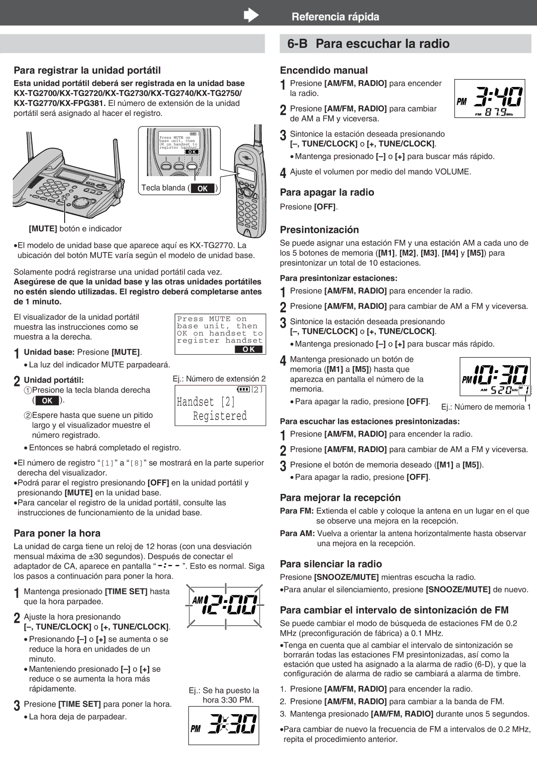 Panasonic KX-TGA273S operating instructions Para escuchar la radio 