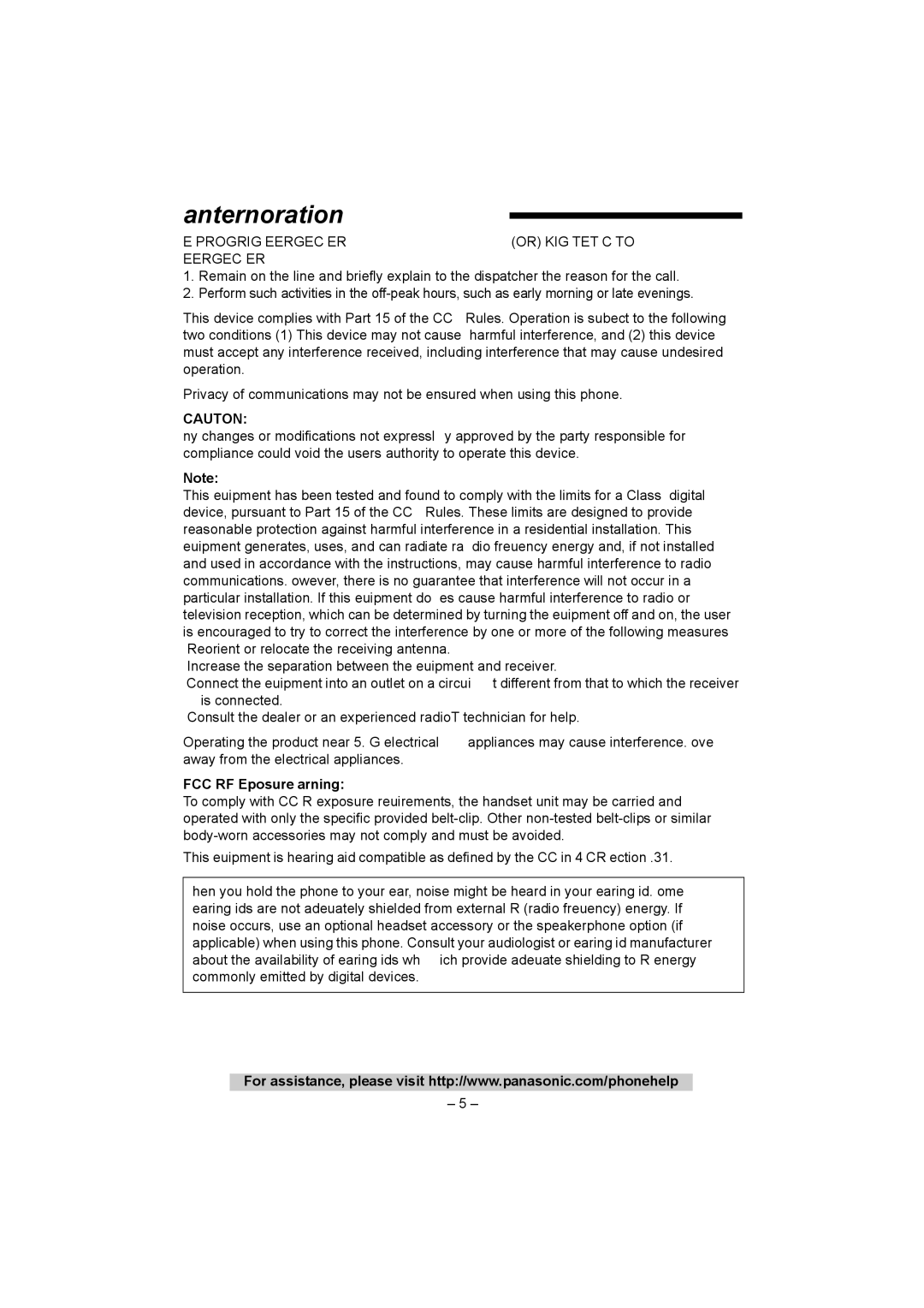 Panasonic KX-TGA450 installation manual FCC and Other Information, FCC RF Exposure Warning 