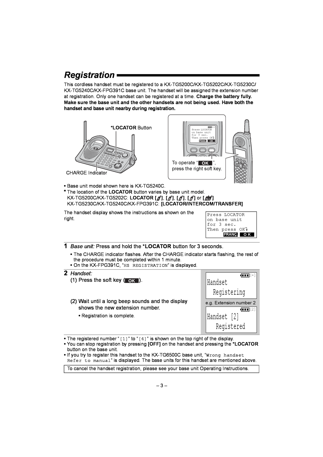 Panasonic KX-TGA520C installation manual Registration, 2Handset 