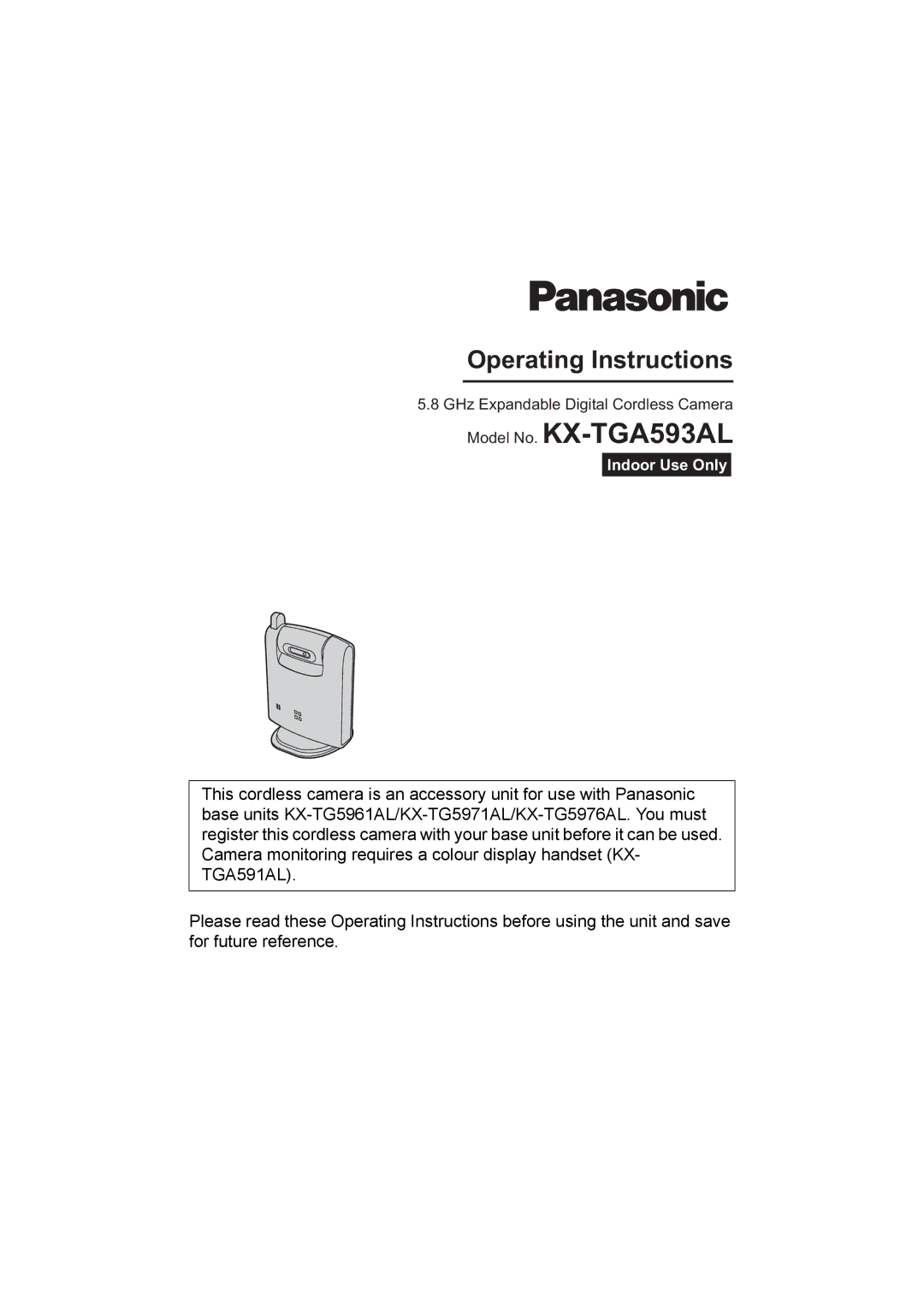 Panasonic operating instructions Model No. KX-TGA593AL 