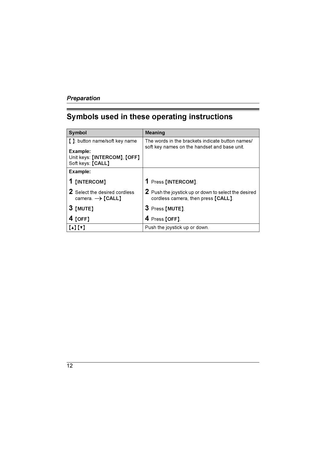 Panasonic KX-TGA593AL Symbols used in these operating instructions, Symbol Meaning, Example 