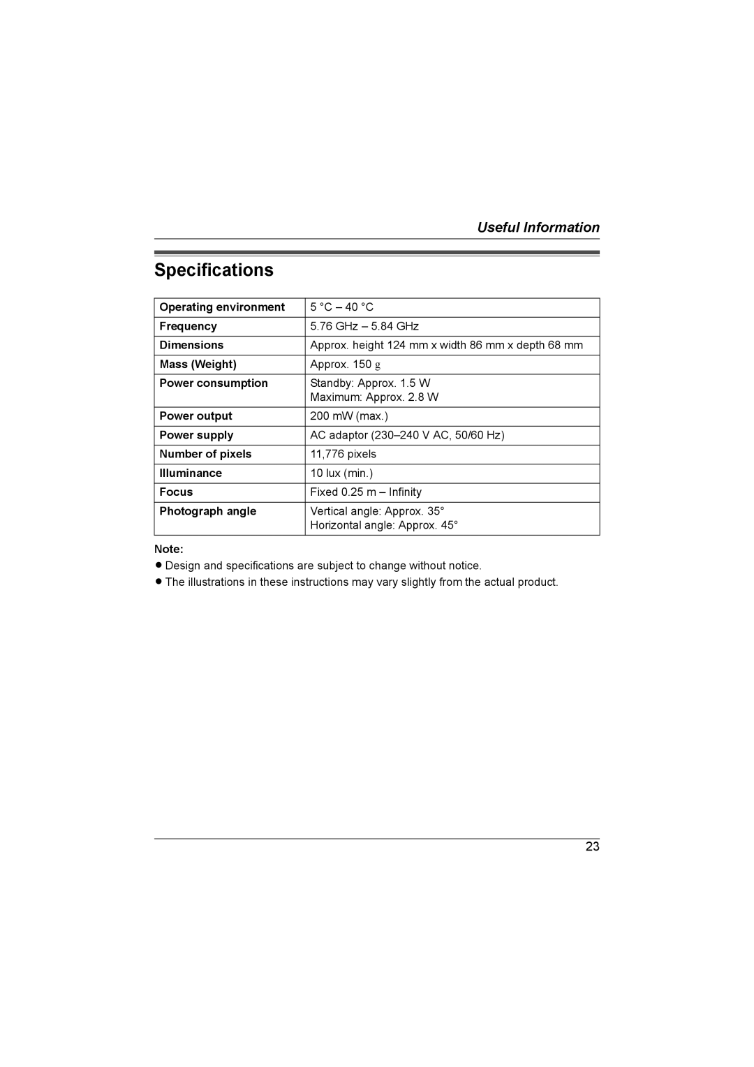 Panasonic KX-TGA593AL operating instructions Specifications 