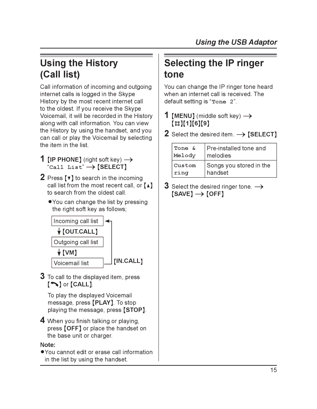 Panasonic KX-TGA595AL operating instructions Using the History Call list, Selecting the IP ringer tone, #169 