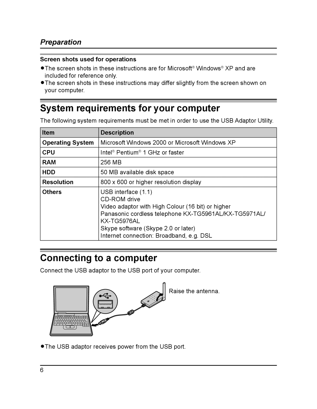 Panasonic KX-TGA595AL operating instructions System requirements for your computer, Connecting to a computer 