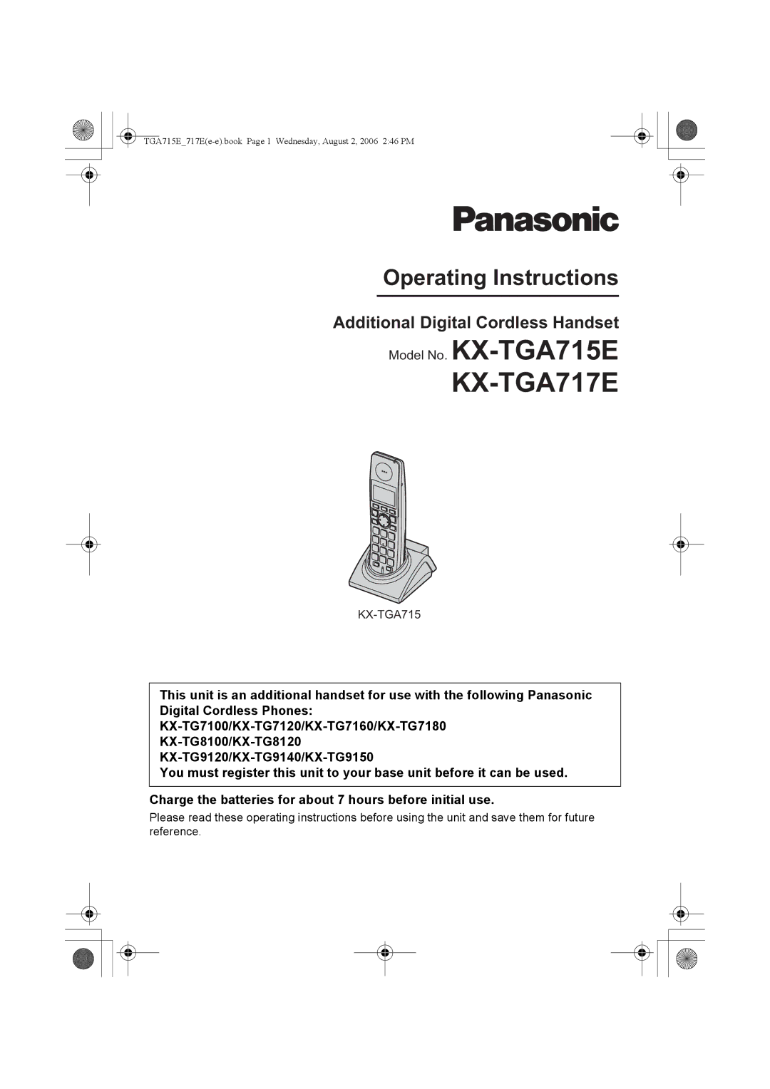 Panasonic KX-TGA715E operating instructions KX-TGA717E 