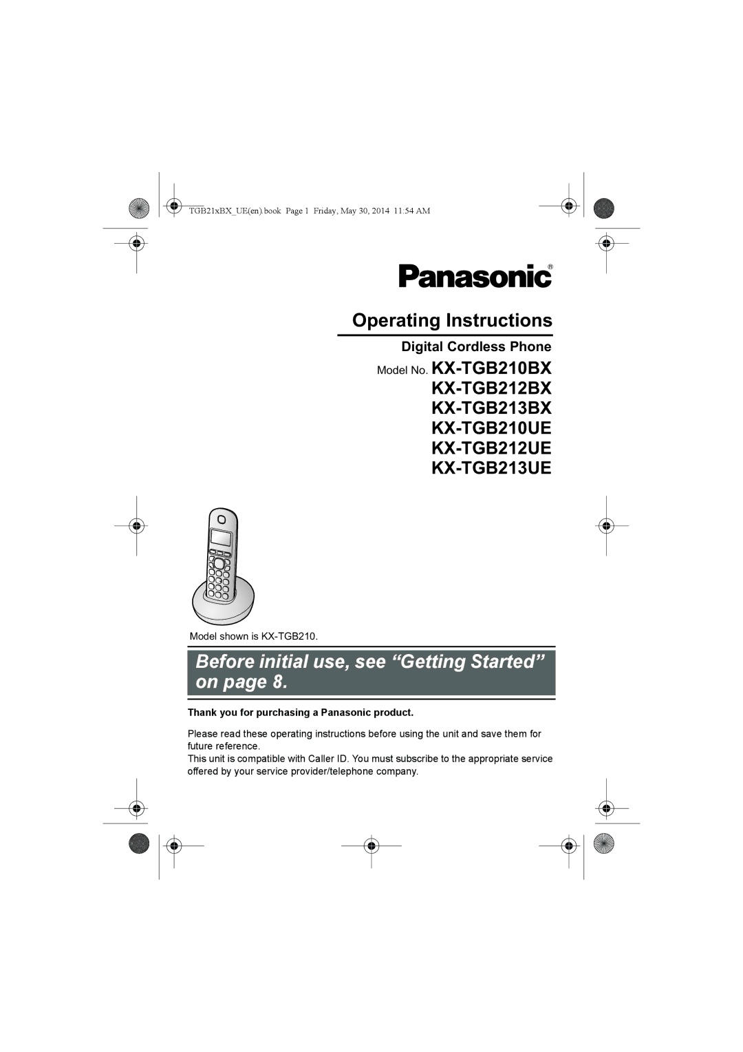 Panasonic KX-TGB213UE operating instructions Digital Cordless Phone, Thank you for purchasing a Panasonic product 