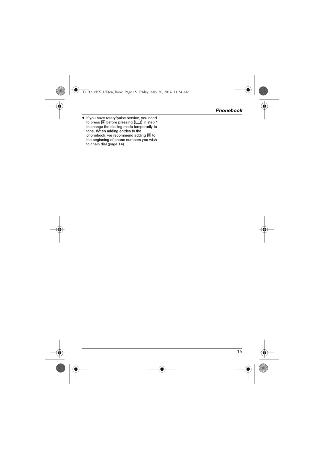 Panasonic KX-TGB210UE, KX-TGB210BX, KX-TGB213UE, KX-TGB212UE TGB21xBXUEen.book Page 15 Friday, May 30, 2014 1154 AM 