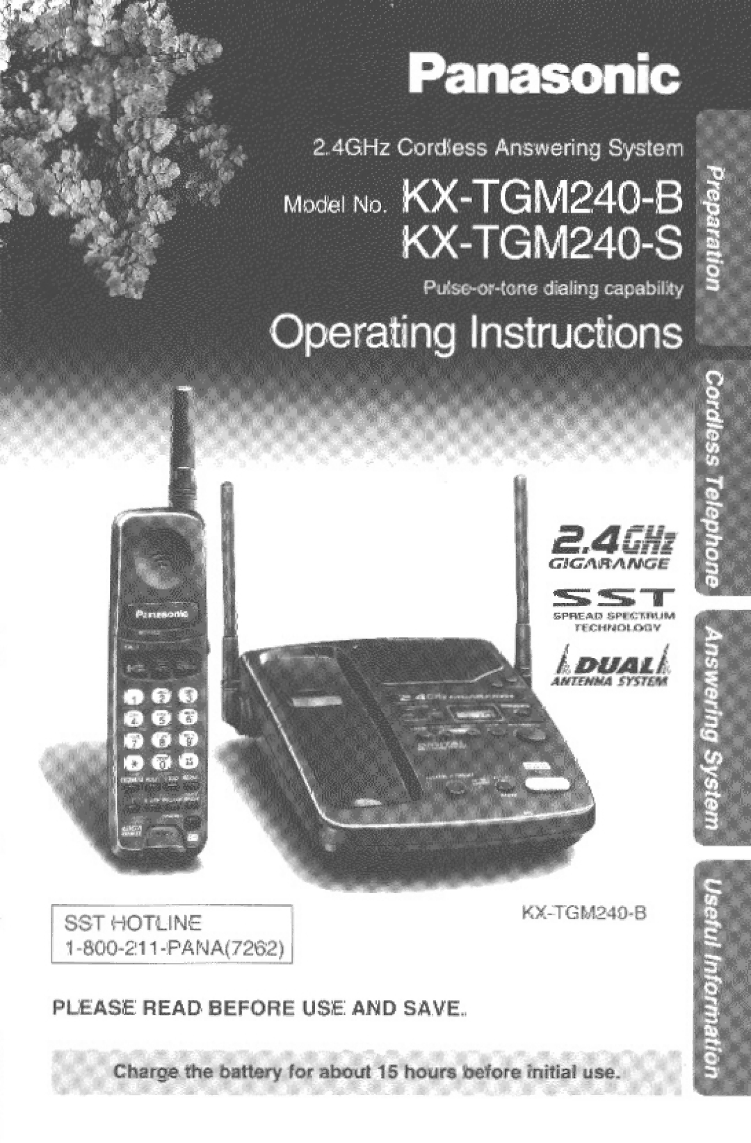 Panasonic KXTGM240S, KX-TGM240B manual 