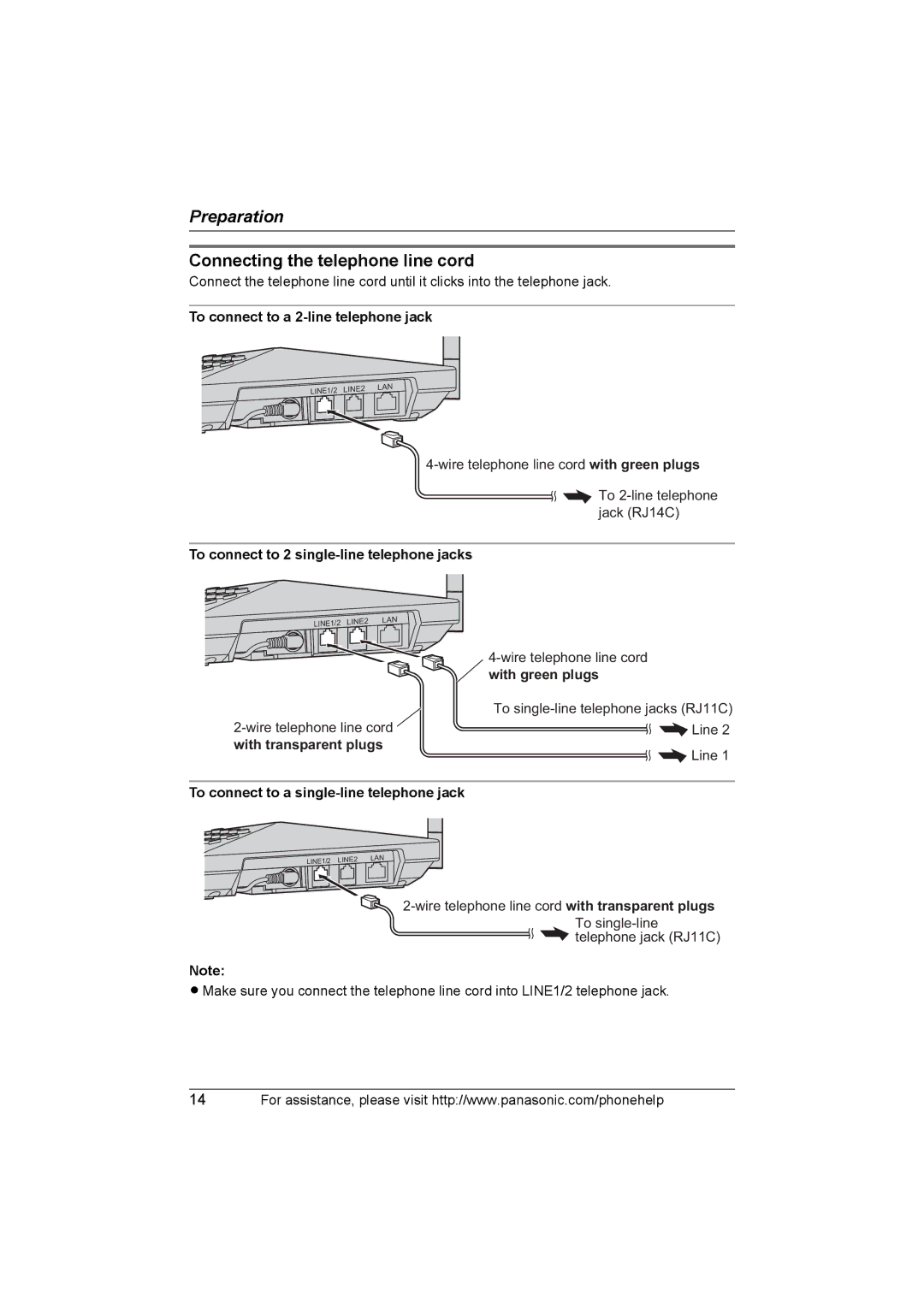 Panasonic KX-TH102-C operating instructions Connecting the telephone line cord 