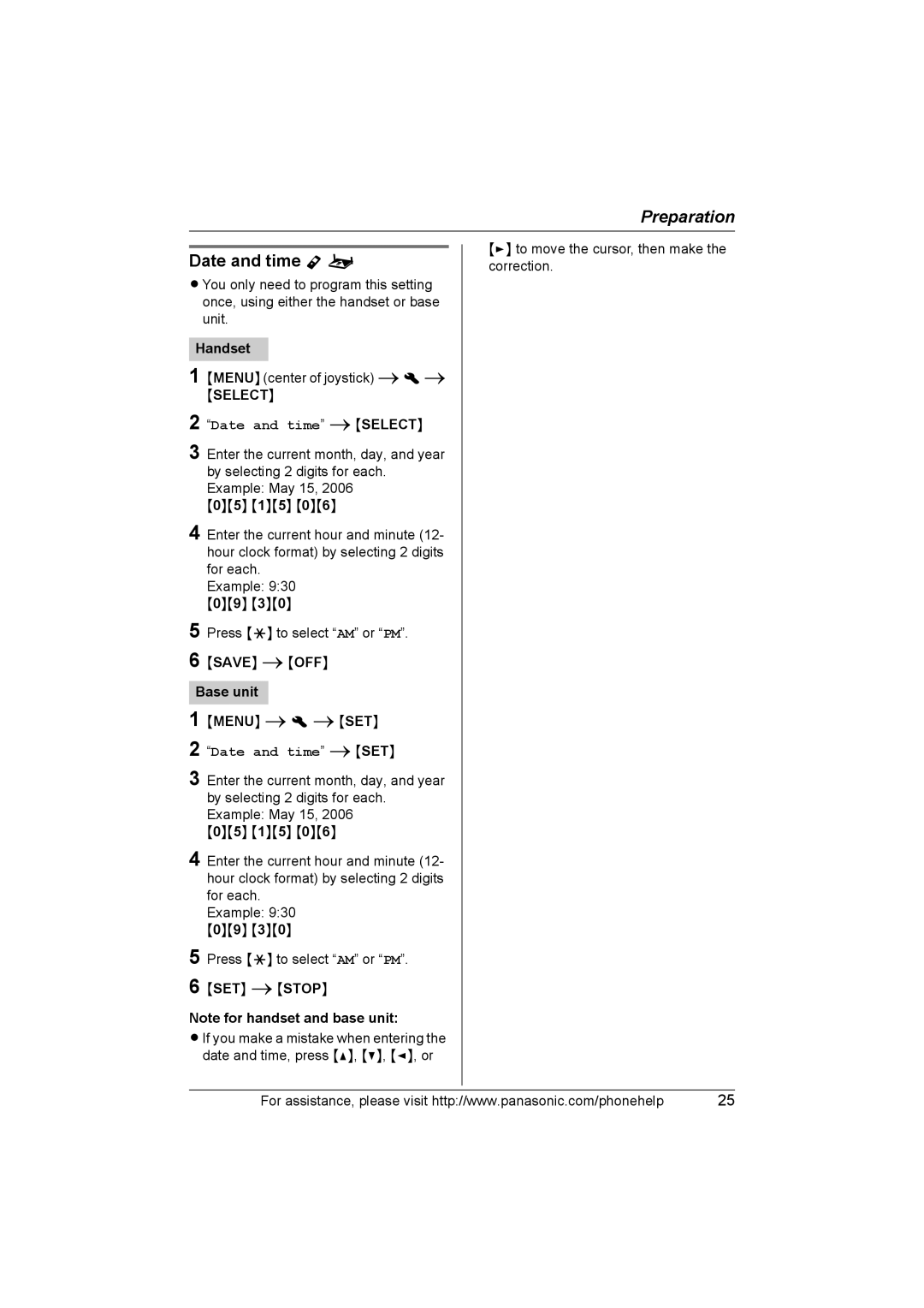 Panasonic KX-TH102-C operating instructions Date and time Y o, Save iOFF Base unit, SET iSTOP 