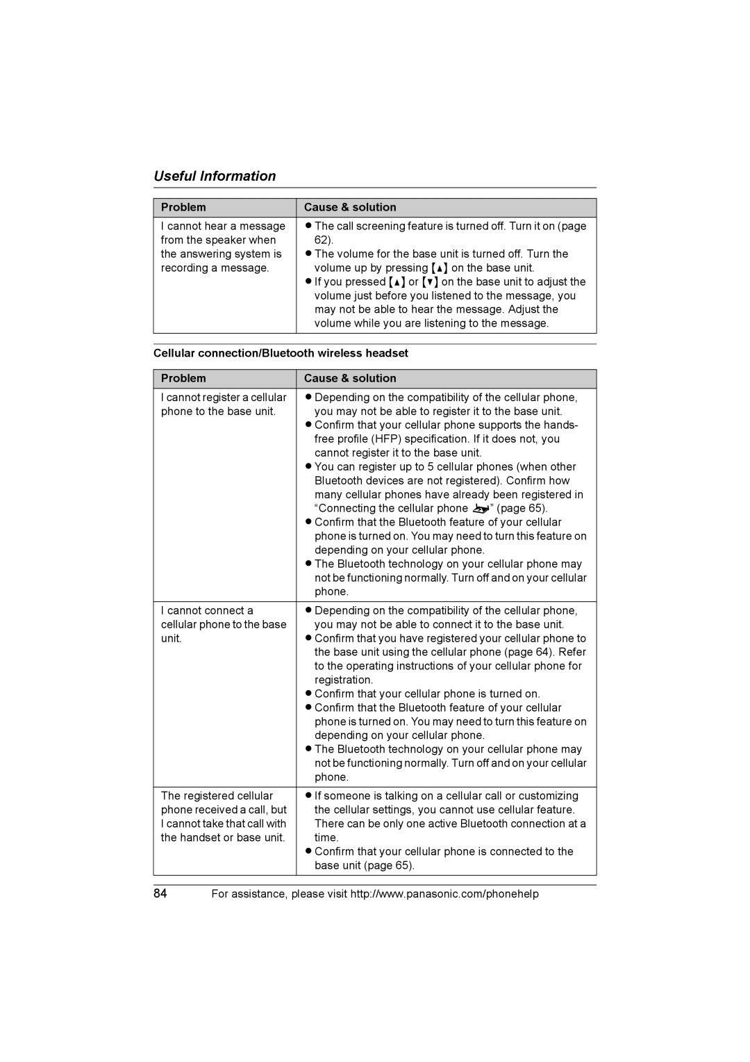 Panasonic KX-TH102-C operating instructions Cellular connection/Bluetooth wireless headset 