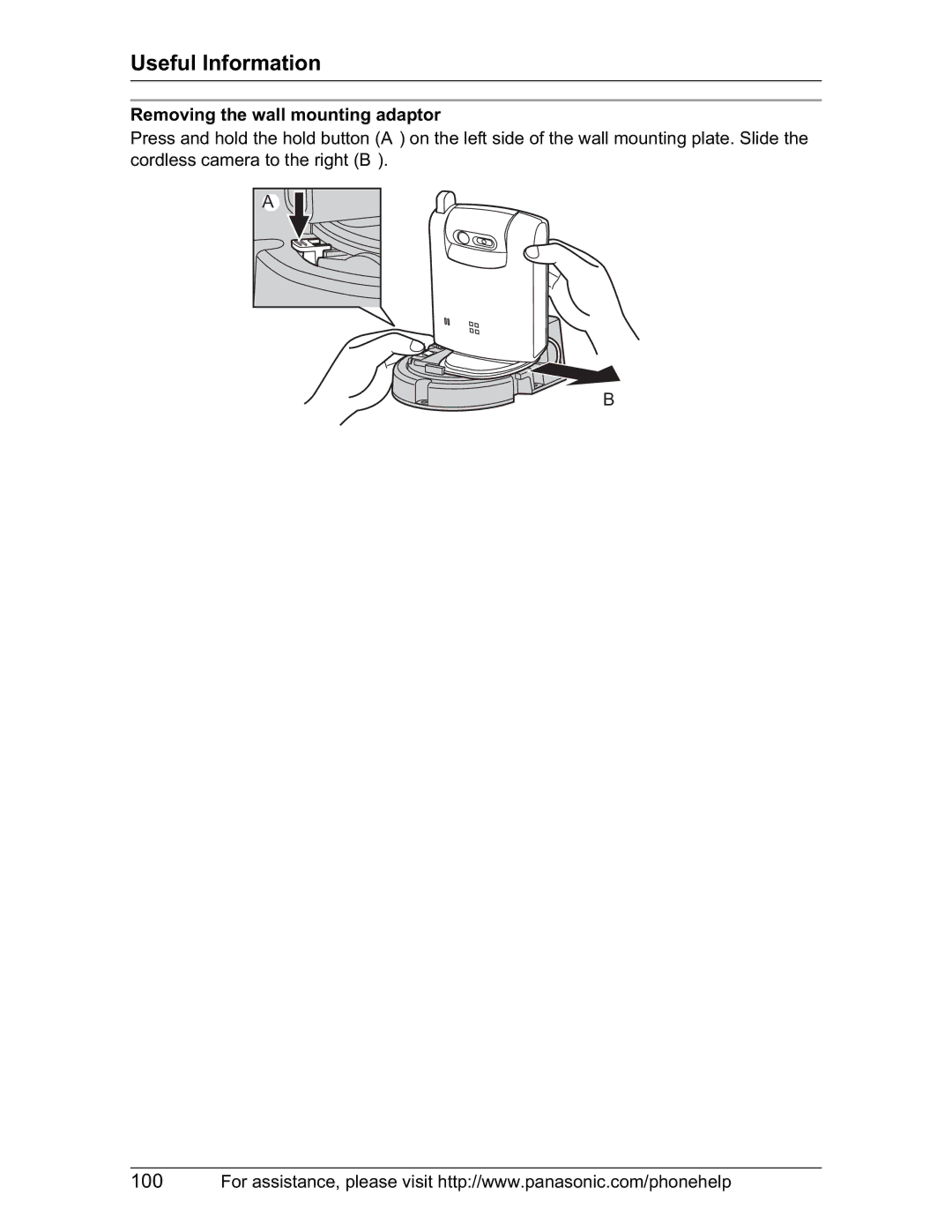 Panasonic KX-TH102-M operating instructions Removing the wall mounting adaptor 