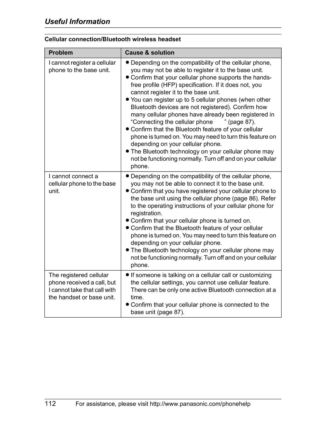 Panasonic KX-TH102-M operating instructions Useful Information 