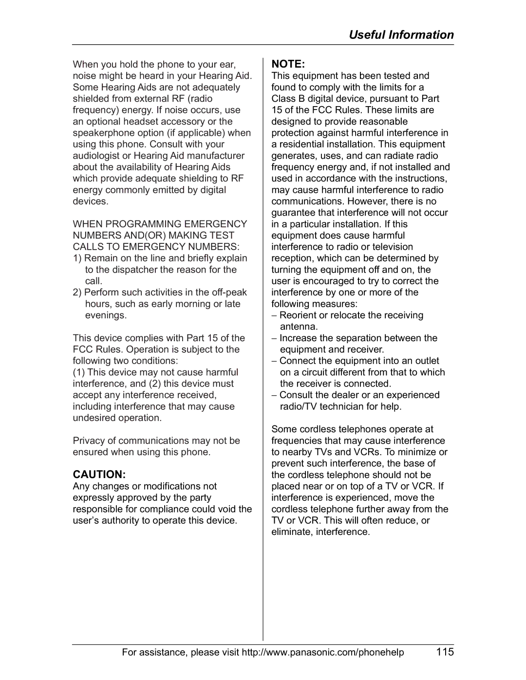 Panasonic KX-TH102-M operating instructions 115 