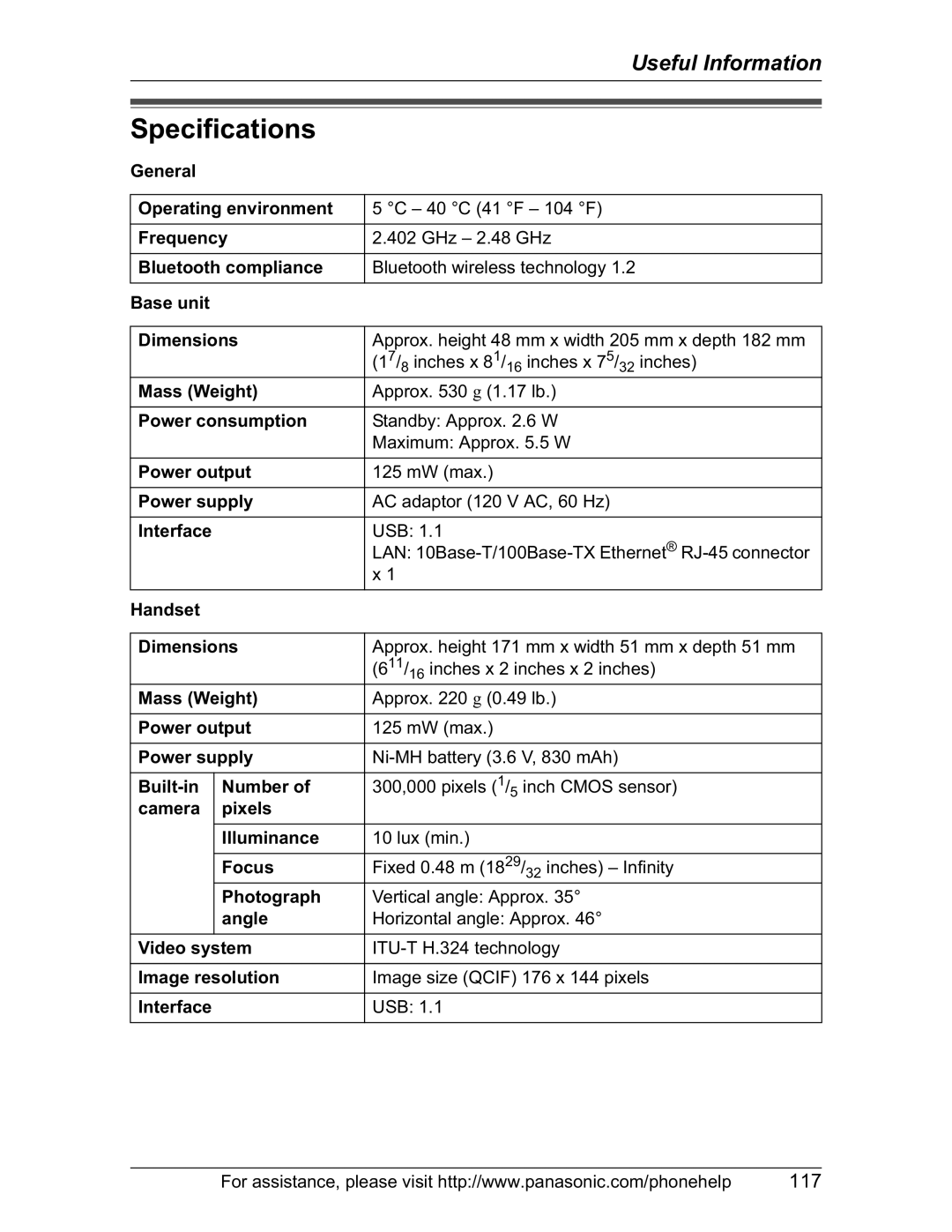 Panasonic KX-TH102-M operating instructions Specifications 