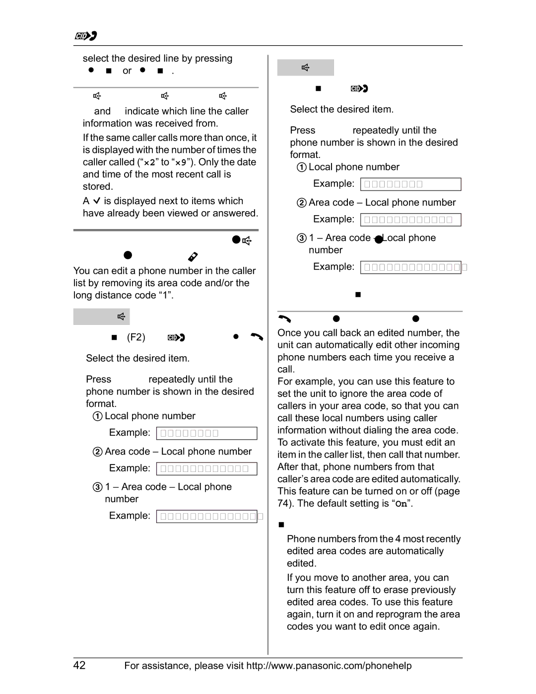 Panasonic KX-TH102-M operating instructions Displayed symbols, Caller ID number auto edit feature 