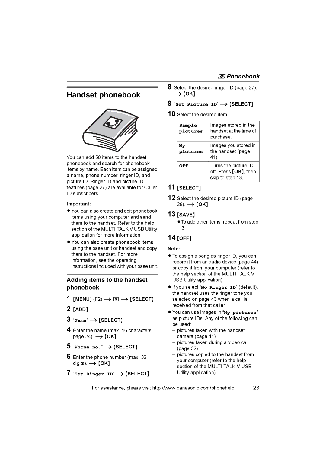 Panasonic KX-THA17, KX-THA12 operating instructions Handset phonebook, Adding items to the handset phonebook 