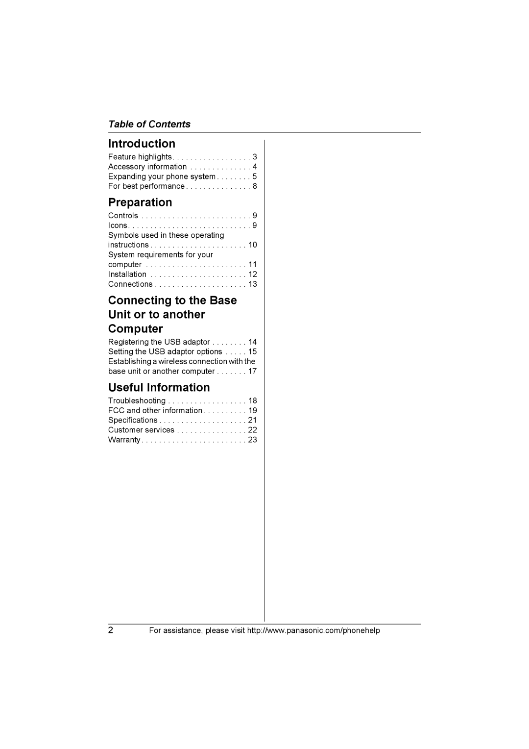 Panasonic KX-THA14 manual Introduction 