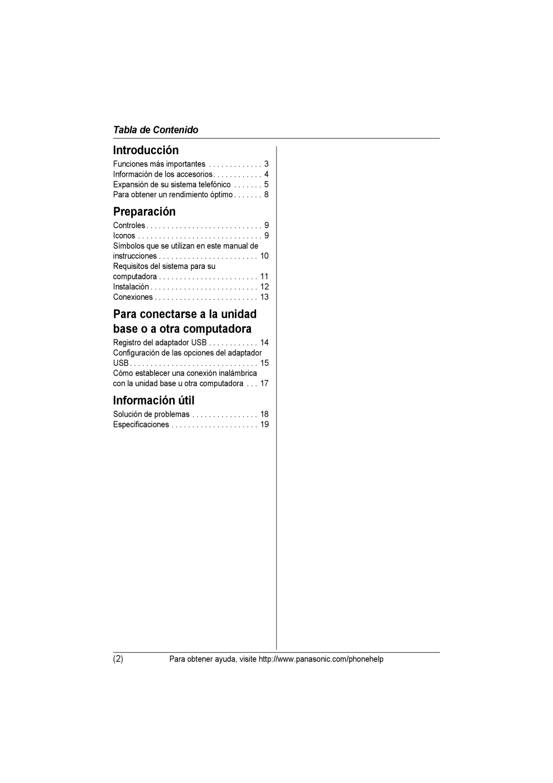 Panasonic KX-THA14 manual Información útil 