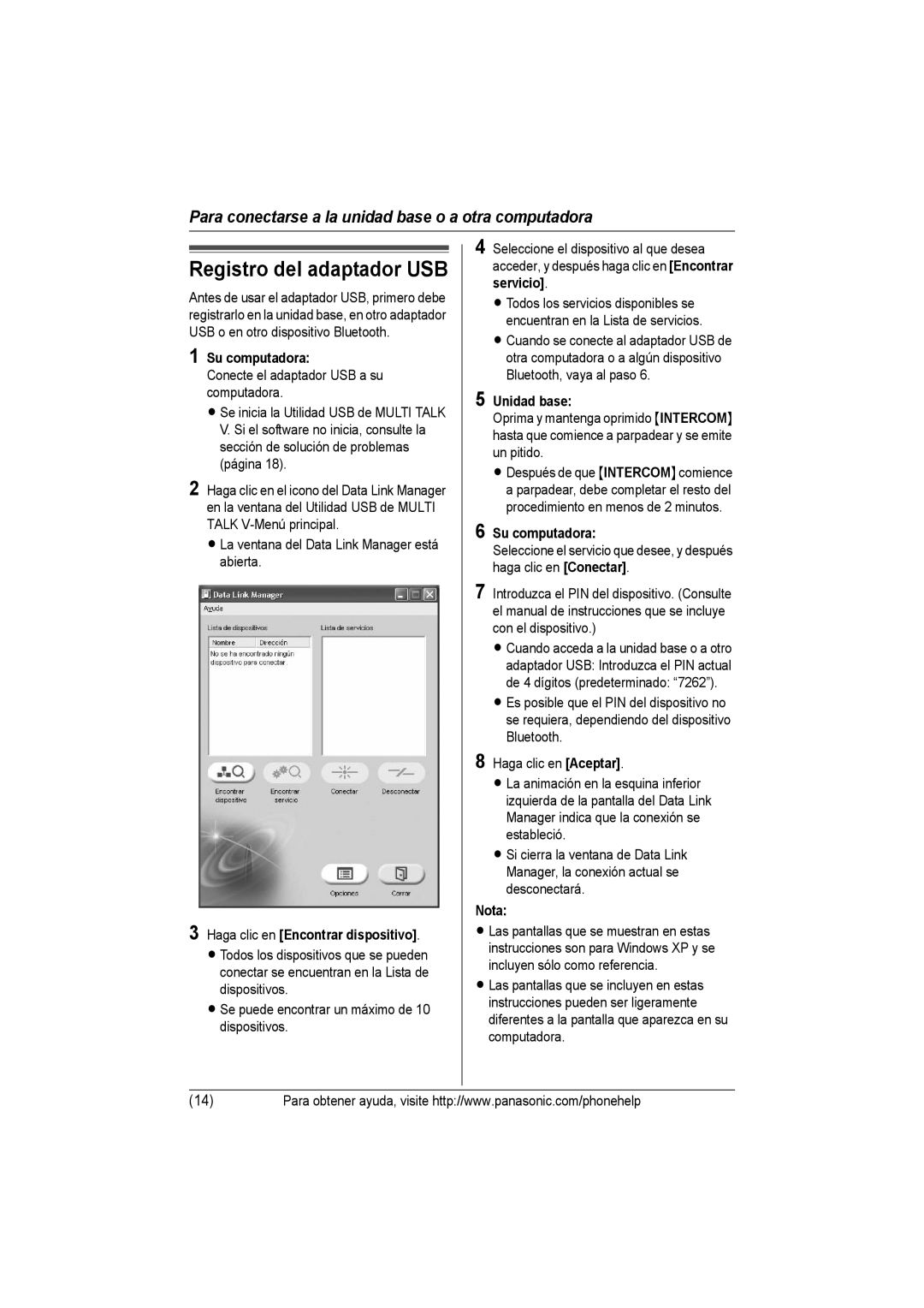 Panasonic KX-THA14 manual Su computadora, Haga clic en Encontrar dispositivo, Unidad base 