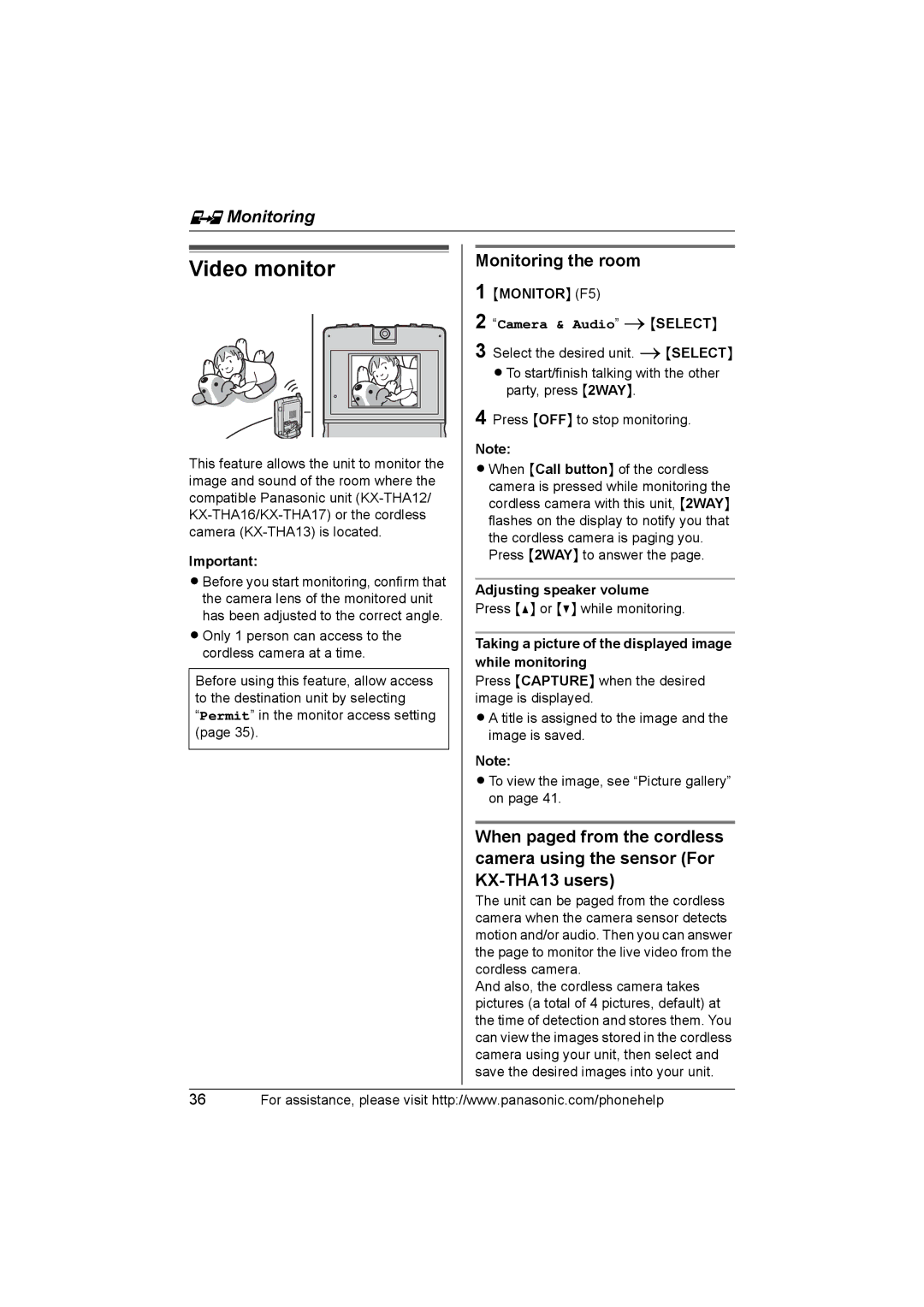 Panasonic KX-THA16 operating instructions Video monitor, Camera & Audio iSELECT 