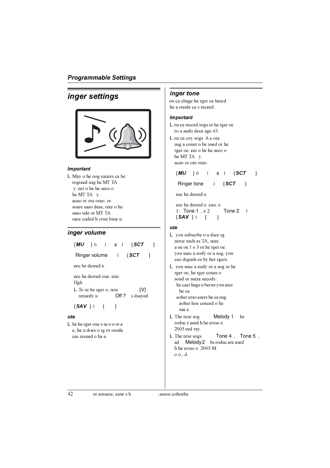 Panasonic KX-THA16 operating instructions Ringer settings, Ringer volume, Ringer tone iSELECT 