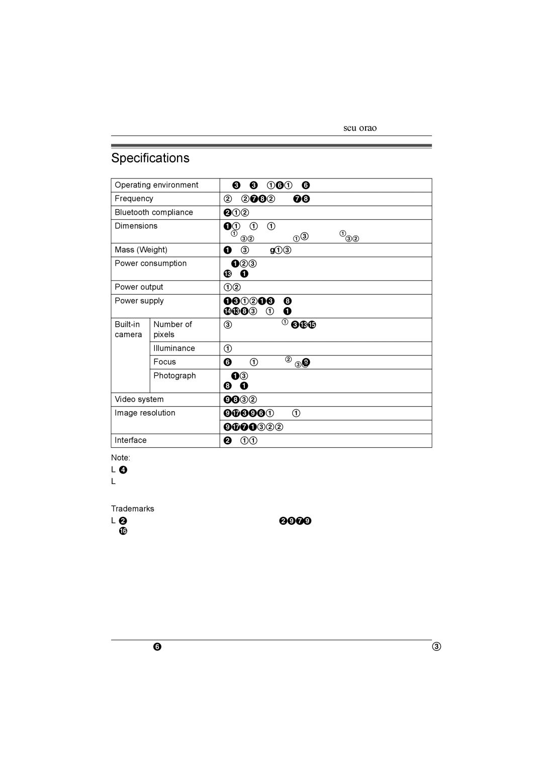 Panasonic KX-THA16 operating instructions Specifications 