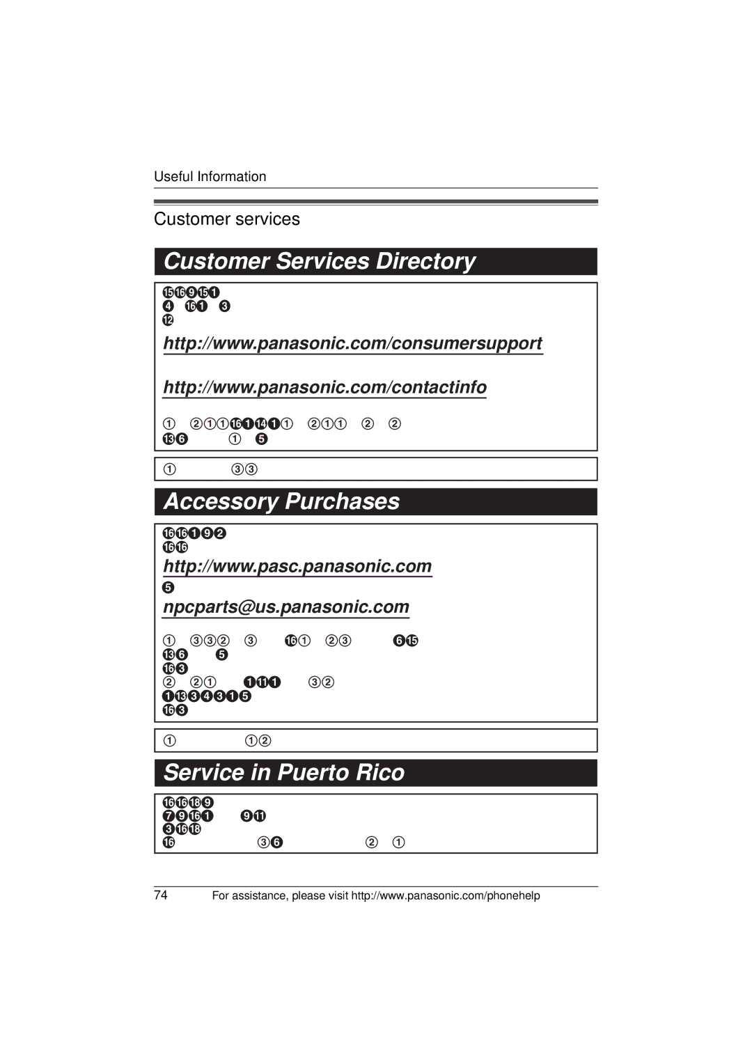 Panasonic KX-THA16 operating instructions Customer Services Directory, Customer services 