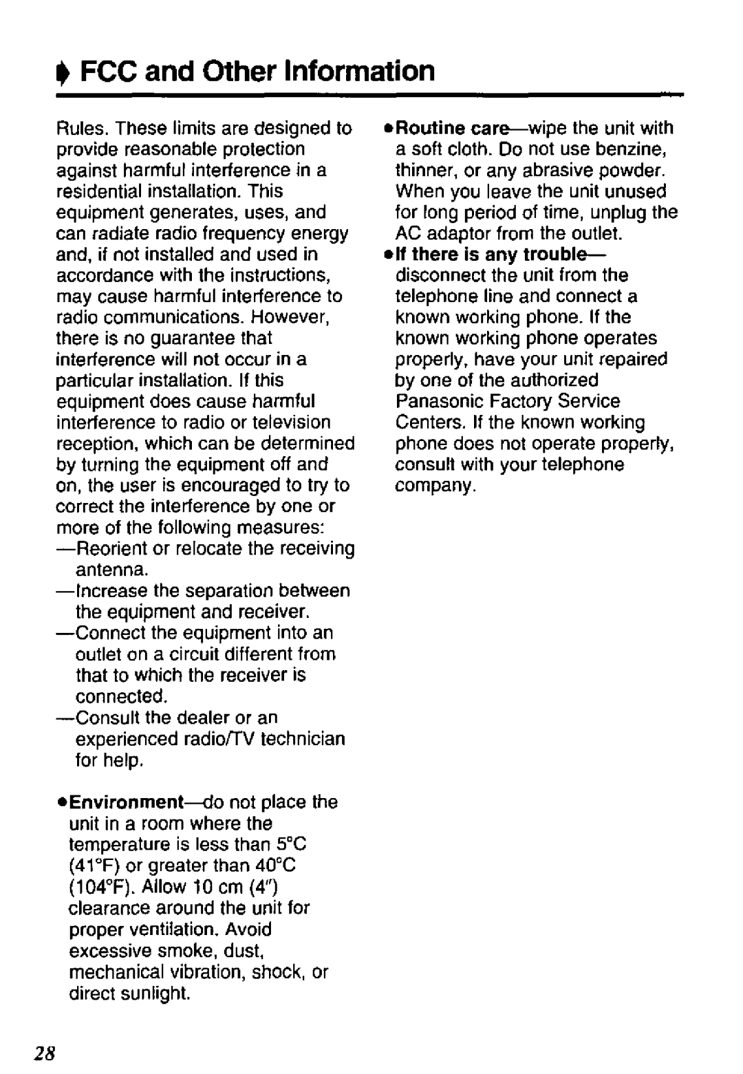 Panasonic KX-TM100B manual 