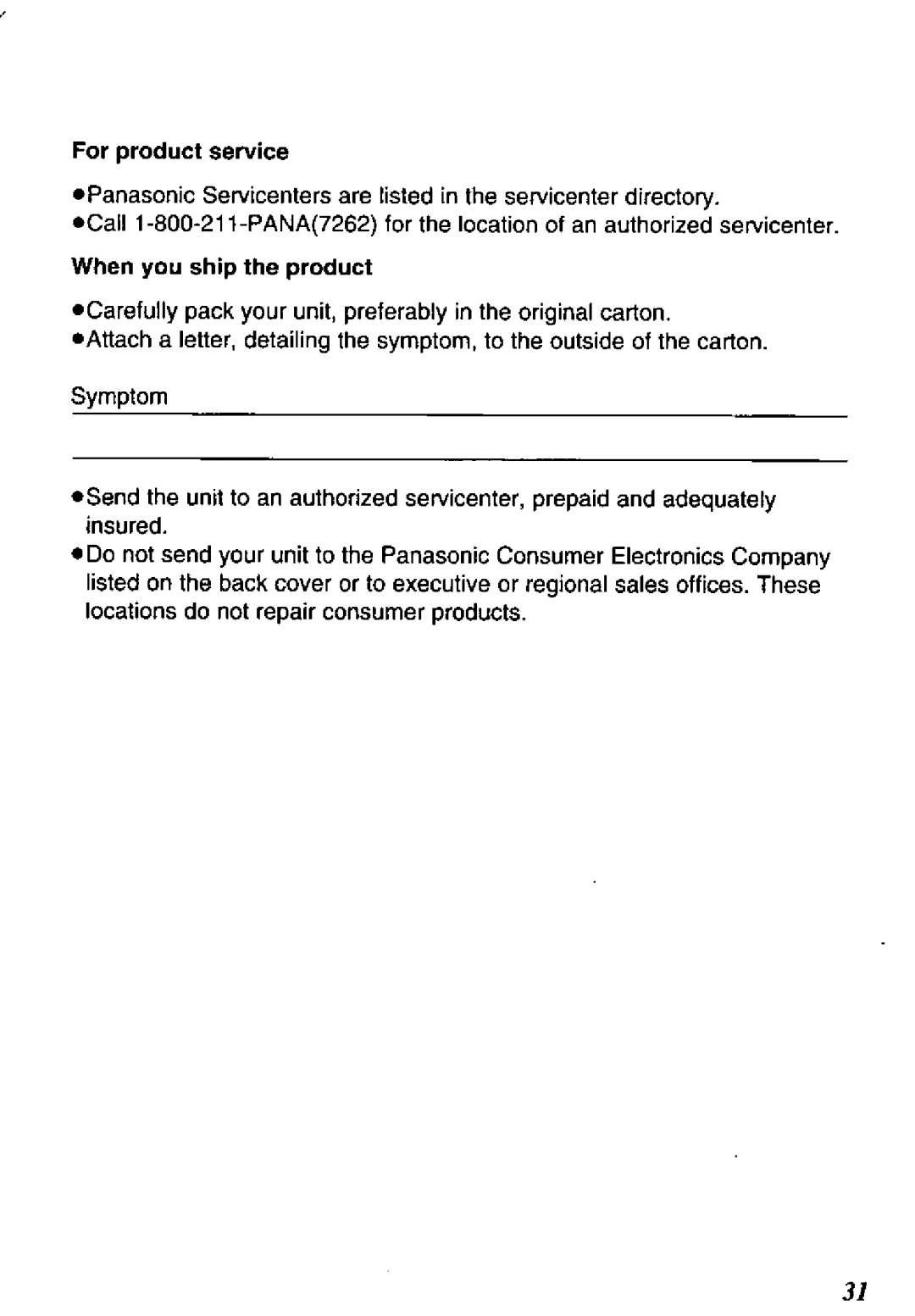 Panasonic KX-TM100B manual 