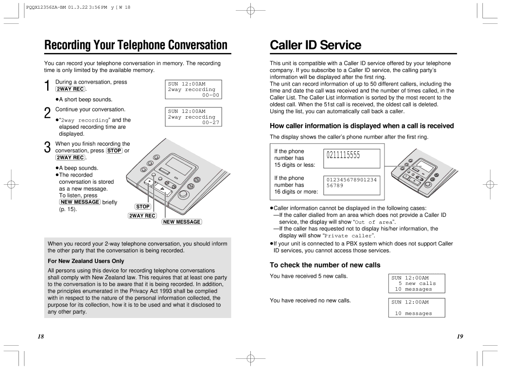 Panasonic KX-TM150ALB operating instructions Caller ID Service, How caller information is displayed when a call is received 