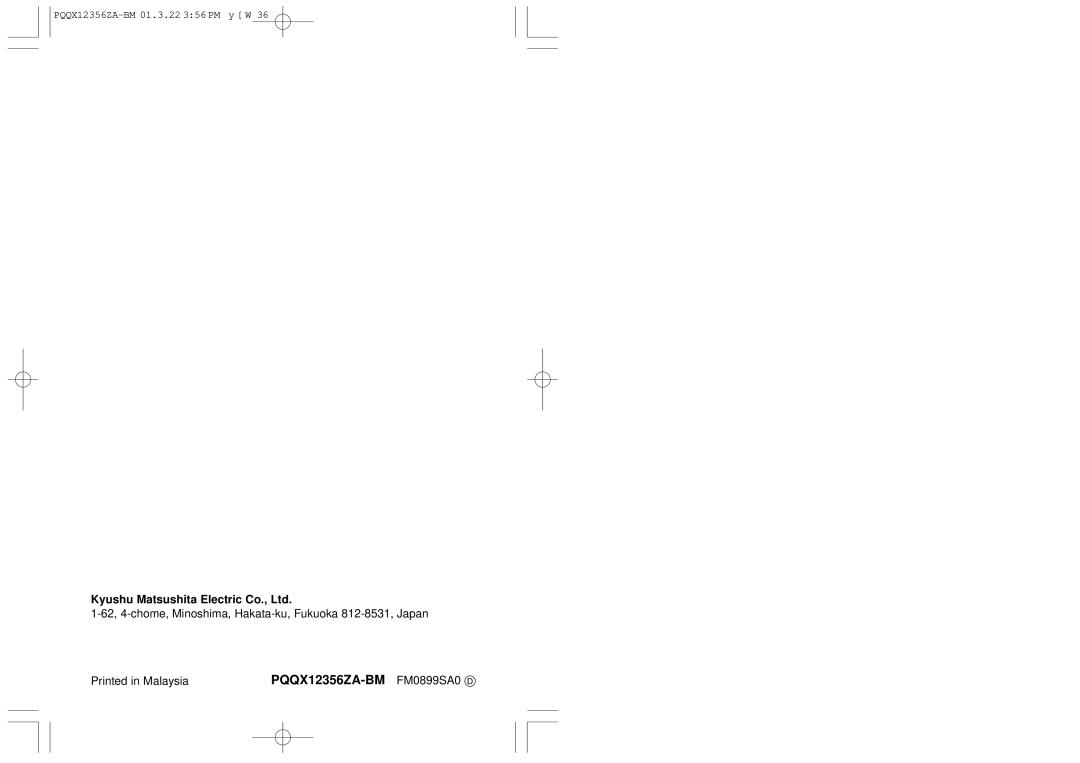 Panasonic KX-TM150ALB operating instructions 62, 4-chome, Minoshima, Hakata-ku, Fukuoka 812-8531, Japan 