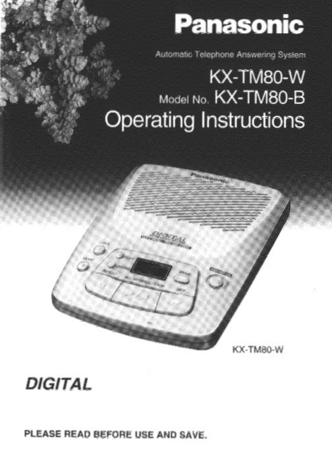 Panasonic KX-TM80-B, KX-TM80-W manual 