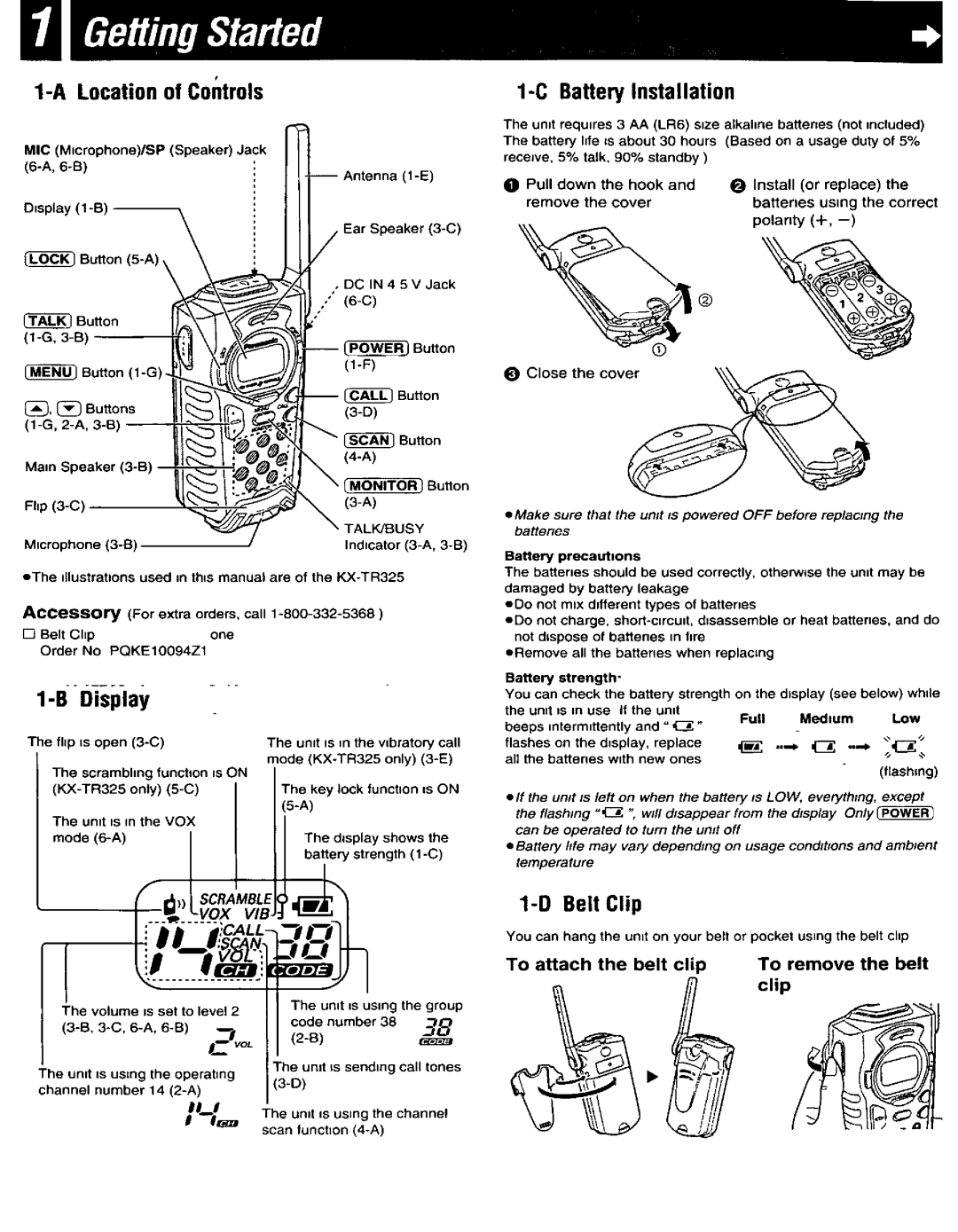 Panasonic KX-TR325S, KX-TR320F, KX-TR320B, KX-TR320S manual 