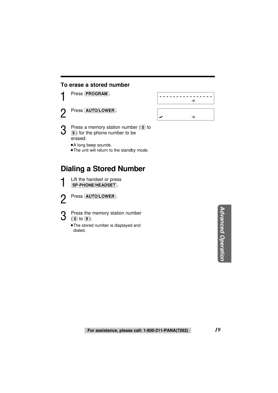 Panasonic KX-TS108W operating instructions Dialing a Stored Number, To erase a stored number 